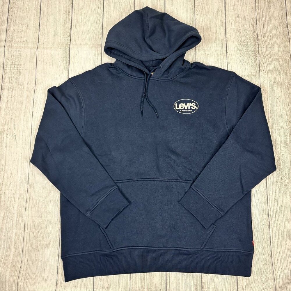 Levis Mens Navy Blue -XL Relaxed Fit Hoodie Cotton/Polyester